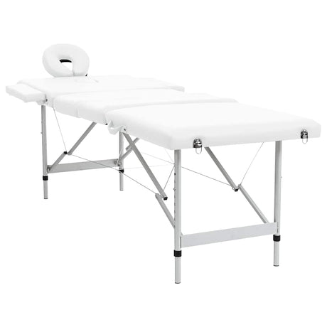 VIDAXL -Massage -Tabelle mit Aluminiumrahmen zusammenklappbar (vier Teile Creme weiß)