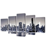 VIDAXL -Leinwand Wanddruck Set Monochrom New York Skyline 200 x 100 cm