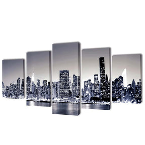 VIDAXL -Leinwand Wanddruck Set Monochrom New York Skyline 200 x 100 cm