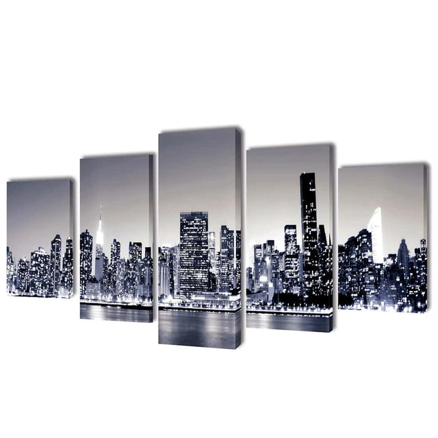 VIDAXL -Leinwand Wanddruck Set Monochrom New York Skyline 200 x 100 cm