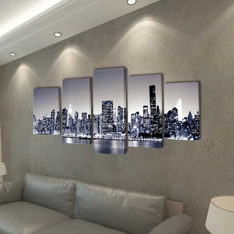 VIDAXL -Leinwand Wanddruck Set Monochrom New York Skyline 200 x 100 cm