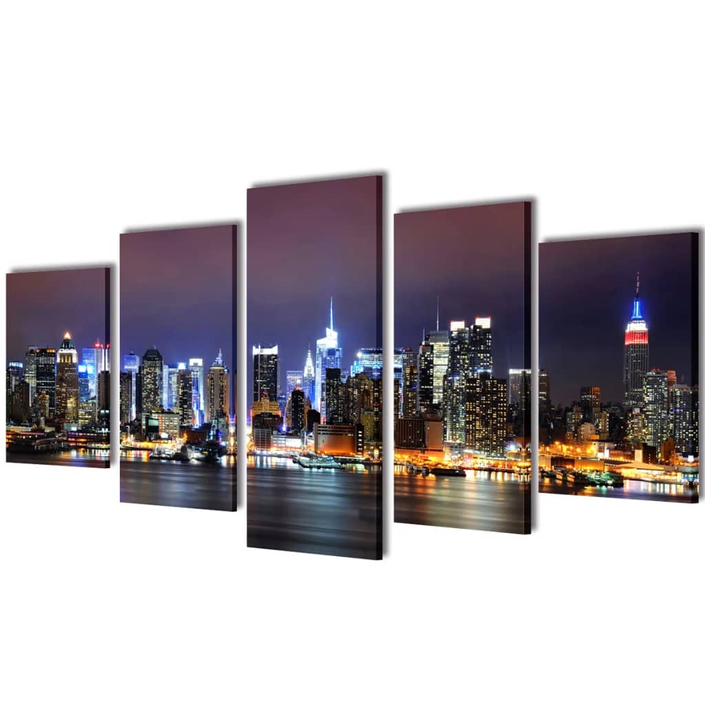 Vidaxl Leinwand Wanddruck Set Buntes New York Skyline 100 x 50 cm
