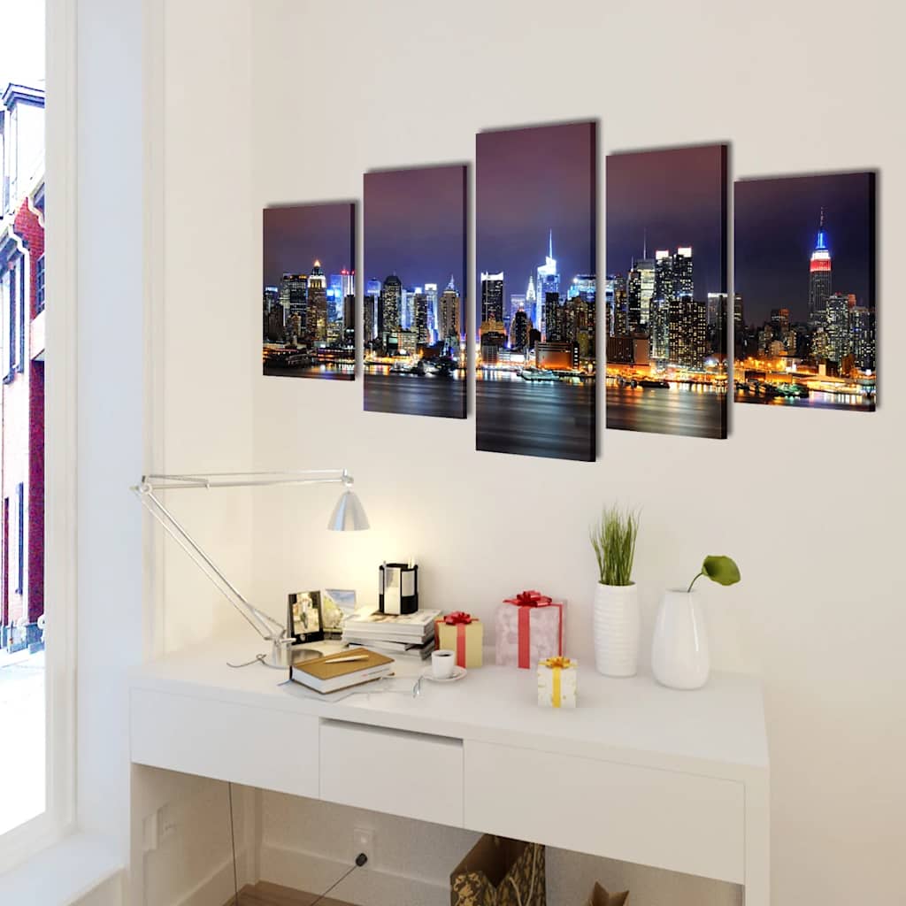 Vidaxl Leinwand Wanddruck Set Buntes New York Skyline 100 x 50 cm