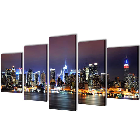 Vidaxl Canvas Wanddruckset Buntes New York Skyline 200 x 100 cm