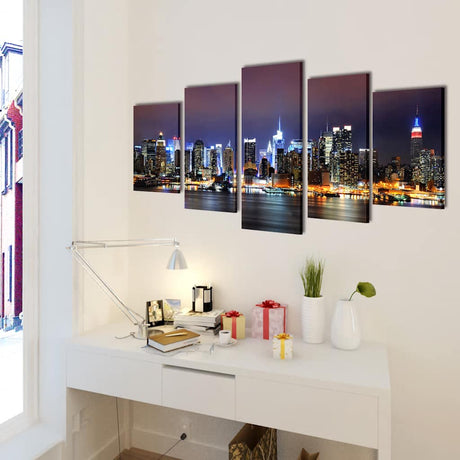 Vidaxl Canvas Wanddruckset Buntes New York Skyline 200 x 100 cm