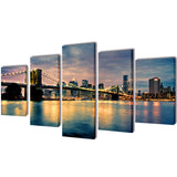 Vidaxl Canvas Walldruck Set Brooklyn Bridge River View 200 x 100 cm