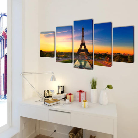 Vidaxl canvas muurdruk set eiffel toren 200 x 100 cm