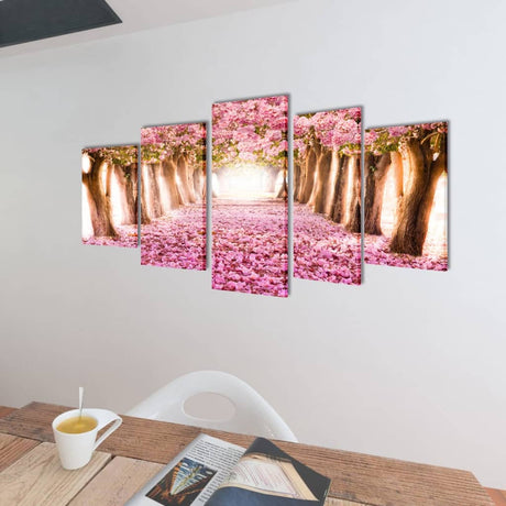 VidaXL Leinwand-Wanddruck-Druckset Kirschblüte 200 x 100 cm
