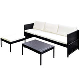 Vidaxl 3-delige loungeset met kussens poly rattan zwart