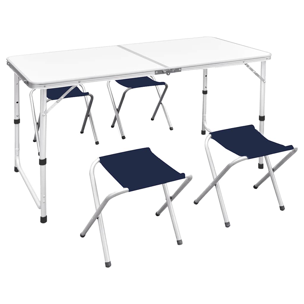 Vidaxl Camping Table zusammenklappbar und einstellbares Aluminium 120 x 60 cm 4 Stühle