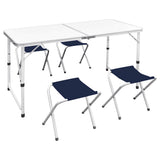 Vidaxl Camping Table zusammenklappbar und einstellbares Aluminium 120 x 60 cm 4 Stühle