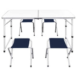 Vidaxl Camping Table zusammenklappbar und einstellbares Aluminium 120 x 60 cm 4 Stühle