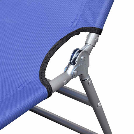 Vidaxl ligbed inklapbaar met hoofdkussen gepoedercoat staal blauw