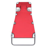 Vidaxl ligbed inklapbaar met hoofdkussen gepoedercoat staal rood