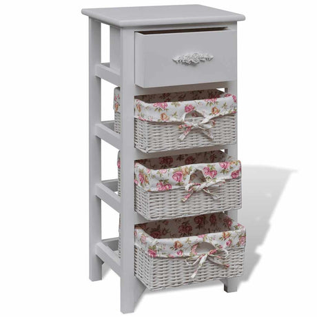 Vidaxl kast met 1 lade en 3 manden paulowniahout wit