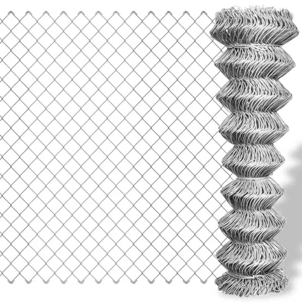 Vidaxl -Netzzaun 15x1,25 m verzinktes Stahl Silber gefärbt