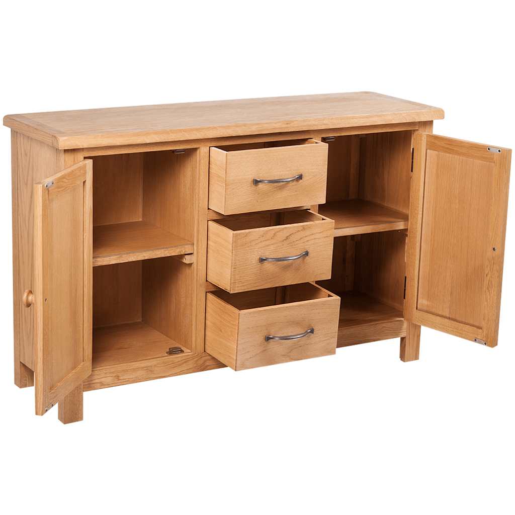 Vidaxl dressoir met 3 lades 110x33,5x70 cm massief eikenhout
