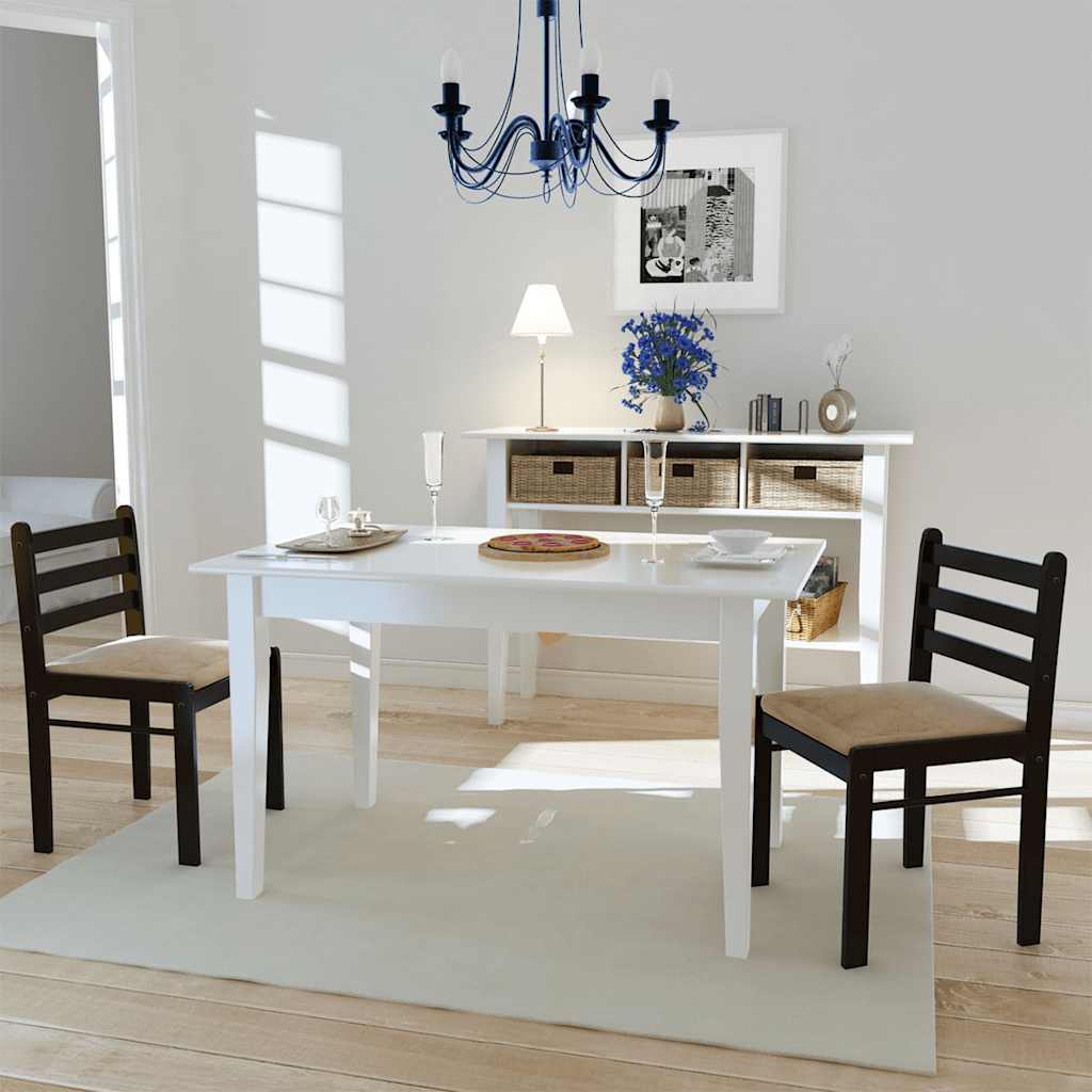 Vidaxl eetkamerstoelen 2 st massief rubberwood en fluweel bruin