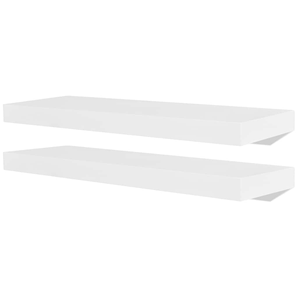 Vidaxl wandplanken mdf zwevend voor boeken dvd wit 2 st