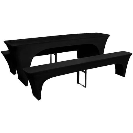 VIDAXL -Abdeckungen für Biertisch und Bänke strecken schwarz 3 Stücke 225 x 70 x 80 cm