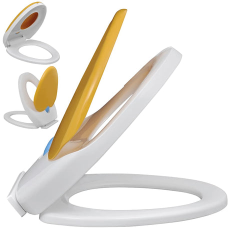 VidaXL Toilettensitz für Erwachsene Kinder Soft-Close Weiß und Gelb