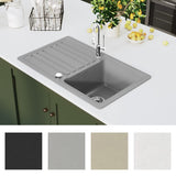 Vidaxl Sink Granit Einer Behälter mit Abfluss reversibler Grau