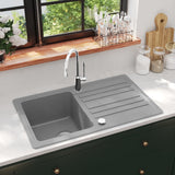 Vidaxl Sink Granit Einer Behälter mit Abfluss reversibler Grau