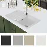 Vidaxl Sink Granit Einer Behälter mit Abfluss in reversibler Creme