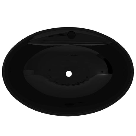 Vidaxl -Waschbecken mit Überlauf, Keramik, Oval, Schwarz