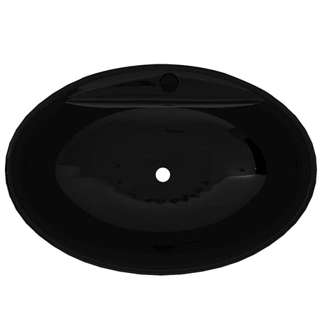 Vidaxl -Waschbecken mit Überlauf, Keramik, Oval, Schwarz
