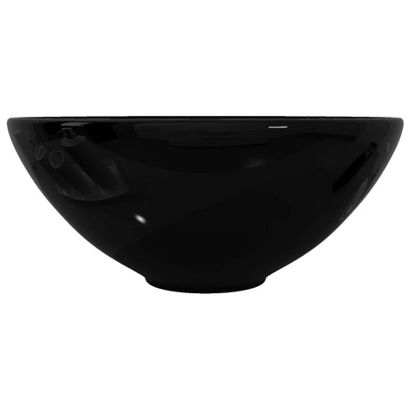 VidaXL Spüle, Keramik, rund, schwarz 325 mm