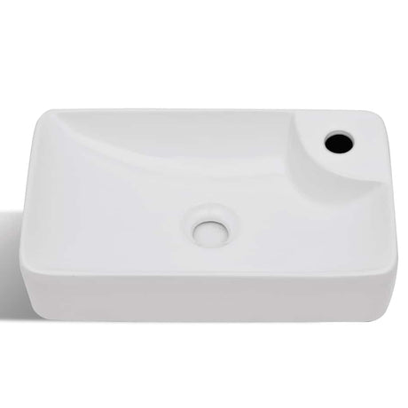 Vidaxl -Spüle mit Tap -Loch, Keramik, weiß