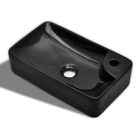 Vidaxl -Spüle mit Tap -Loch, Keramik, schwarz