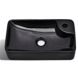 Vidaxl -Spüle mit Tap -Loch, Keramik, schwarz