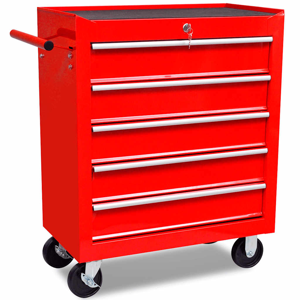VidaXL Werkzeugwagen 5 Schubladen rot