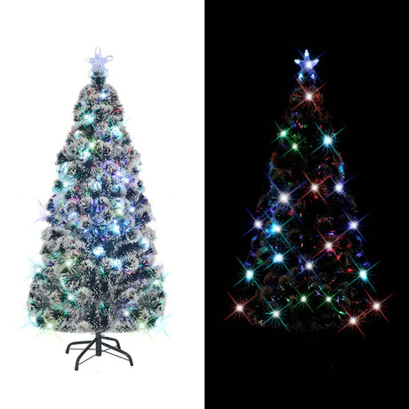 Vidaxx vorbeleuchteter Weihnachtsbaum mit Ständer und LED 210 cm Glasfaser