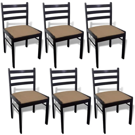 Vidaxl eetkamerstoelen 6 st massief hout en fluweel bruin