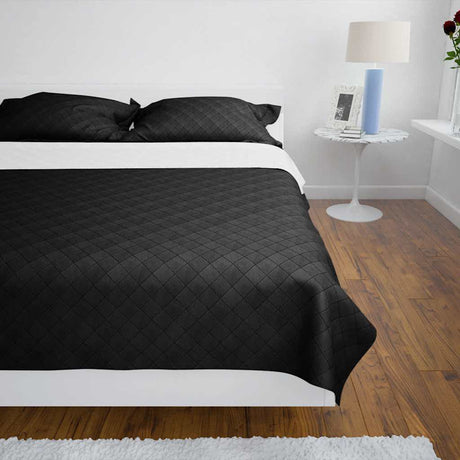 Vidaxl Bedsprey gesteppt doppelt 220x240 cm schwarz weiß