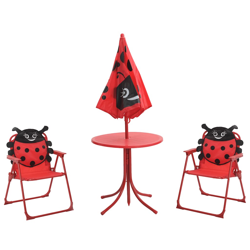 Vidaxl 3-delige bistroset voor kinderen met parasol rood