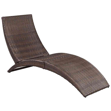 Vidaxl ligbed inklapbaar met kussen poly rattan bruin