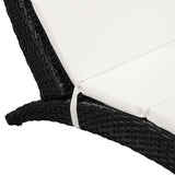 Vidaxl ligbed inklapbaar met kussen poly rattan zwart