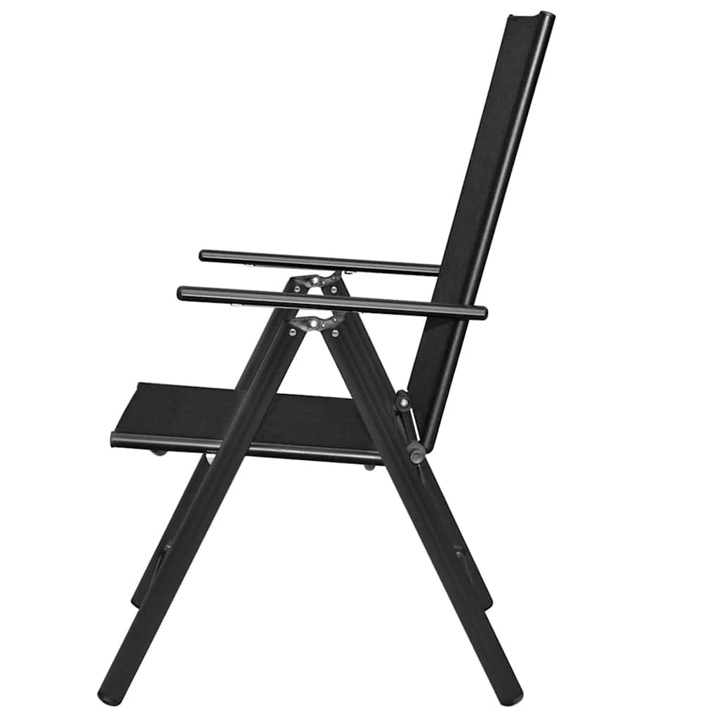 Vidaxl opklapbare stoelen, 2 stuks, aluminium en textiel, zwart.