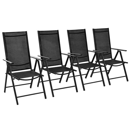 Vidaxl opklapbare stoelen, 4 stuks, aluminium en textiel, zwart.