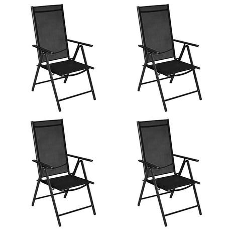 Vidaxl opklapbare stoelen, 4 stuks, aluminium en textiel, zwart.