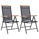 Vidaxl tuinstoelen inklapbaar 2 st aluminium en textileen zwart
