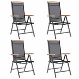 Vidaxl tuinstoelen inklapbaar 4 st aluminium en textileen zwart