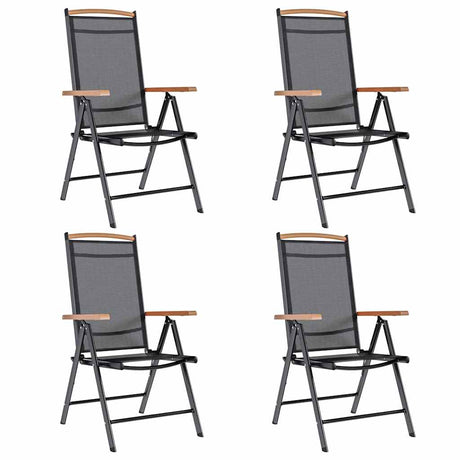 Vidaxl opklapbare stoelen, 4 stuks, aluminium en textiel, zwart.