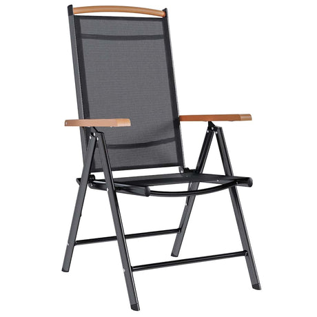 Vidaxl opklapbare stoelen, 4 stuks, aluminium en textiel, zwart.