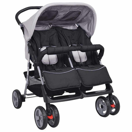 Vidaxl Twin Car Steel Grau und Schwarz