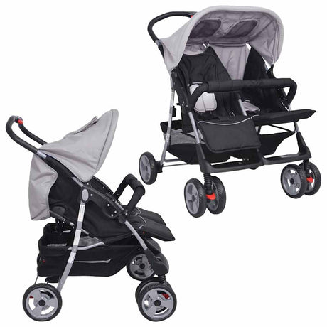 Vidaxl Twin Car Steel Grau und Schwarz